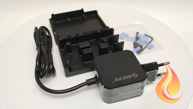 Алюминиевый корпус для Raspberry Pi 5  с силиконовыми радиаторами и блоком питания на 27 ватт